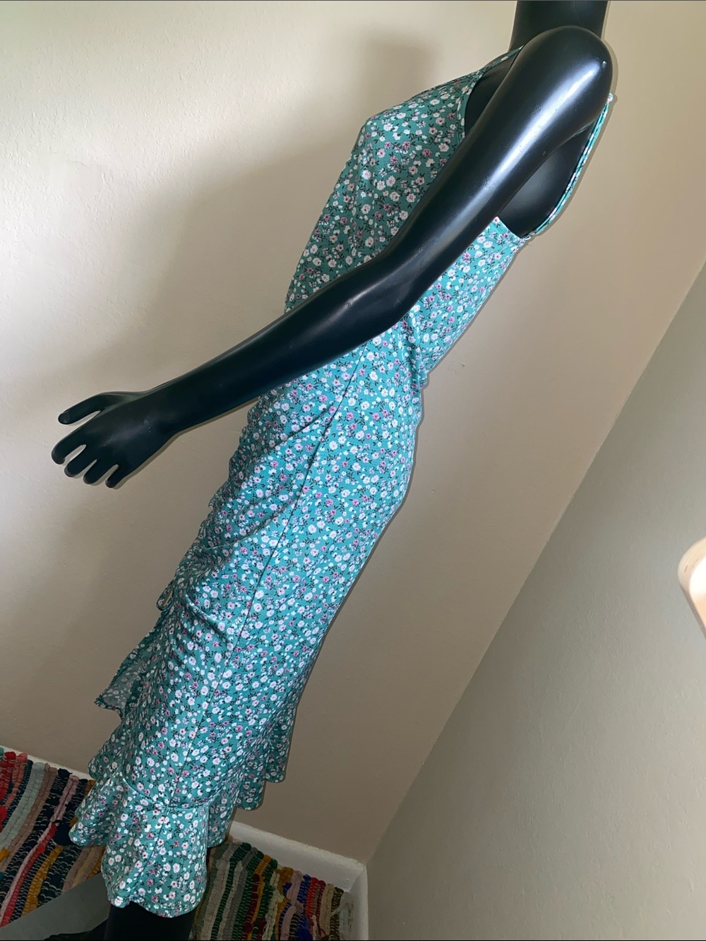 Liberty Love Teal Ruched Floral Maxi Dress - Picture 5 of 12